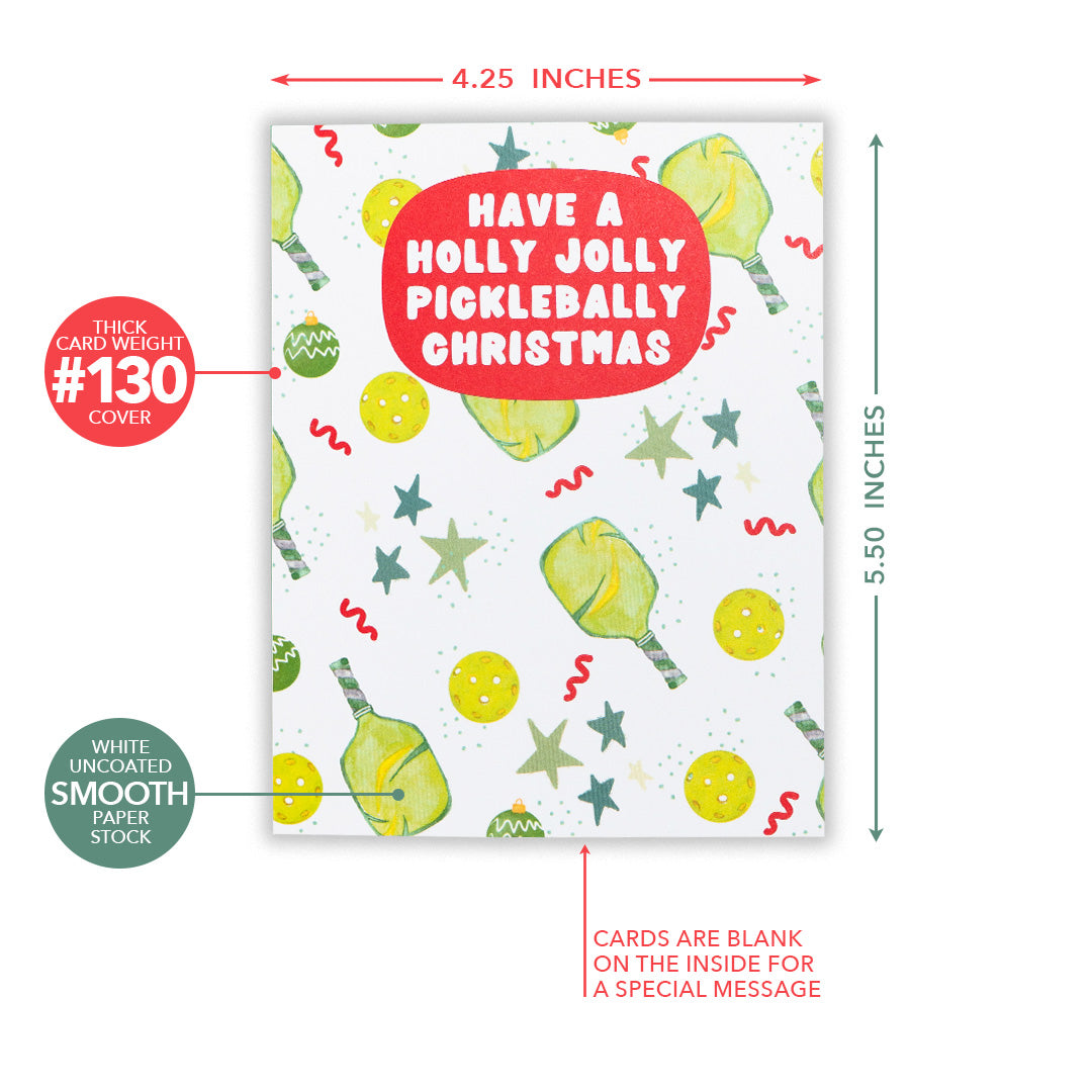 Graphic showing the dimensions of a pickleball Christmas card