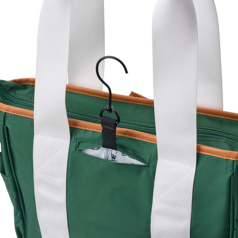 Hook feature in hunter green pickleball tote bag