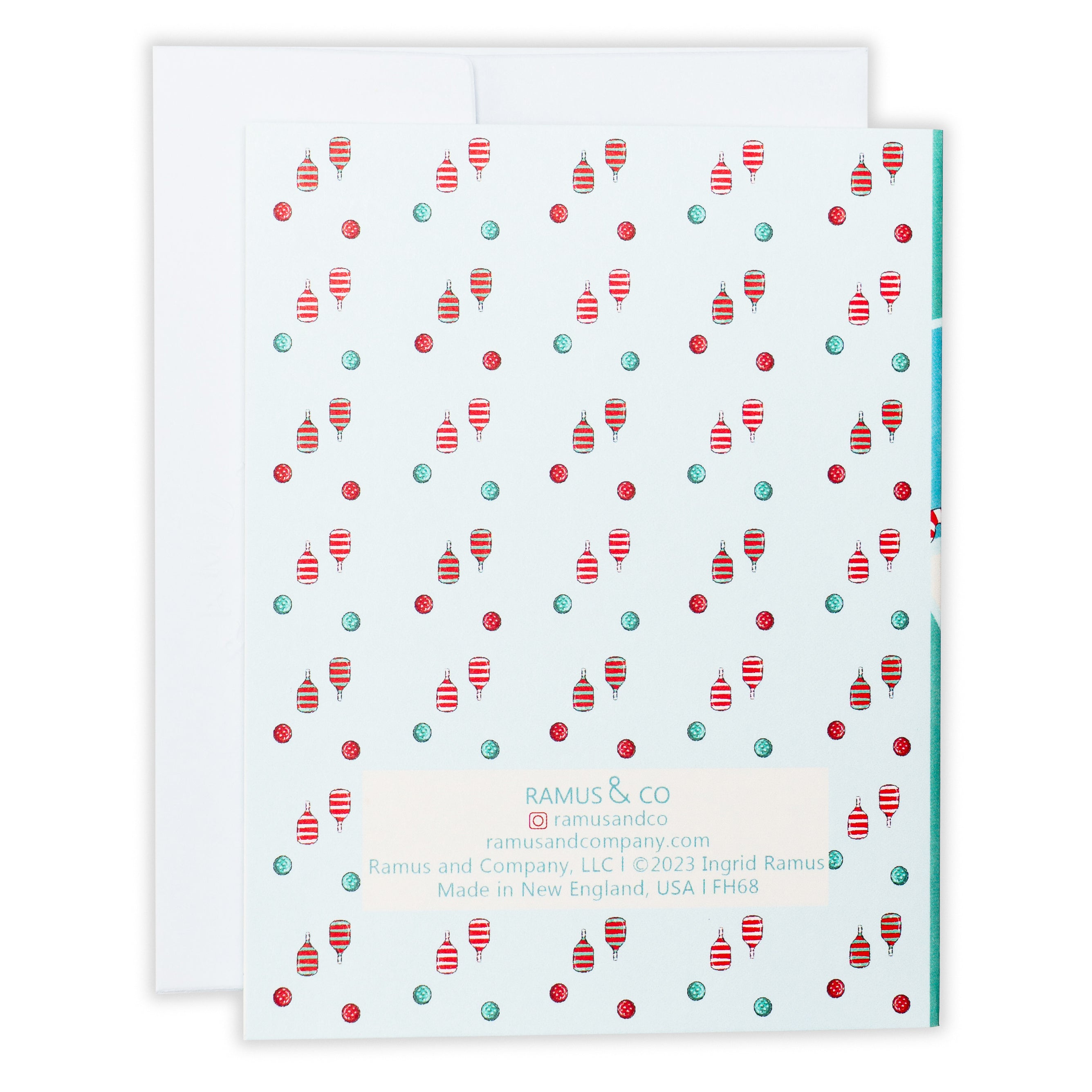 Backside of a pickleball Christmas card