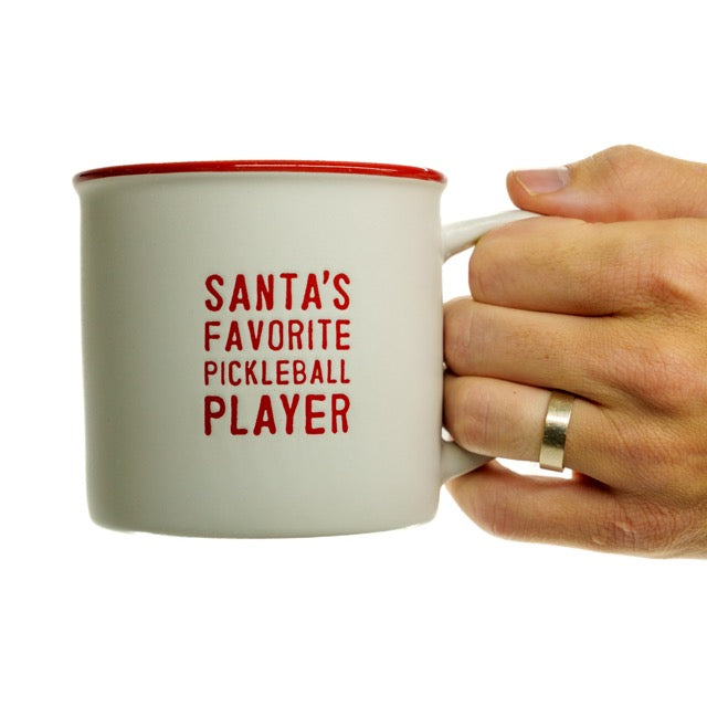 Ceramic coffee mug that says Santa&