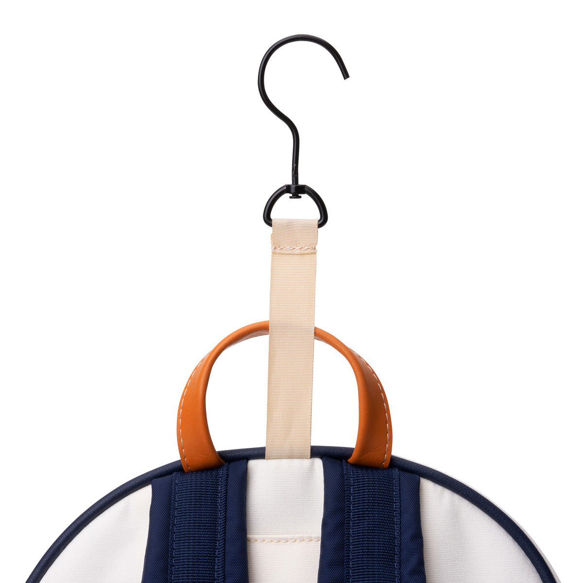Built in bag hook in white and navy pickleball backpack