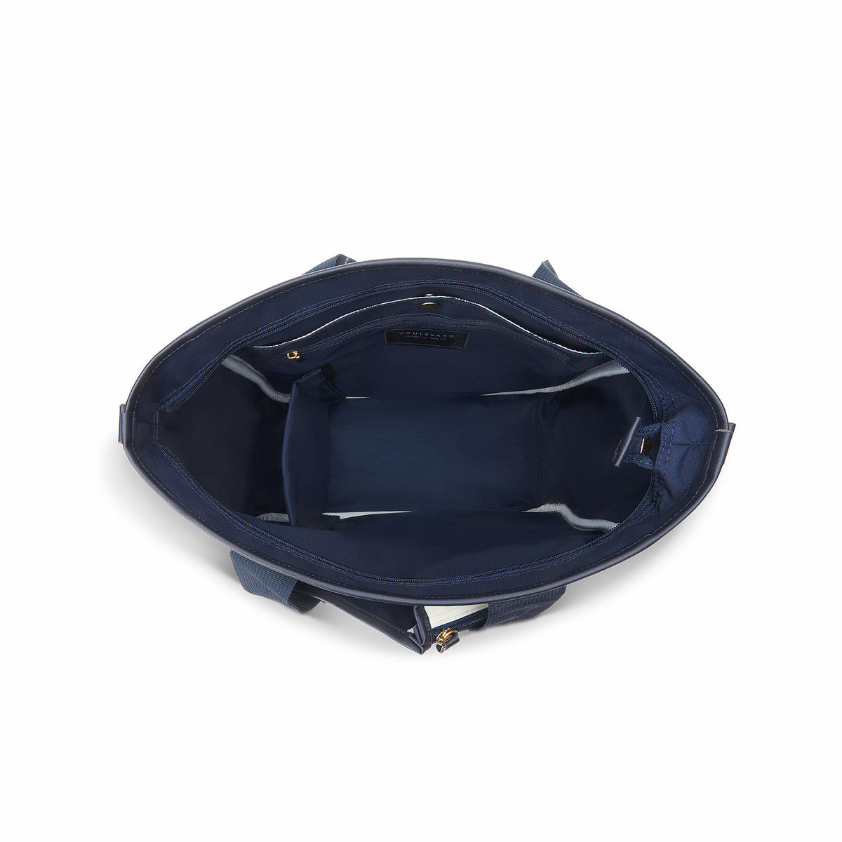 Inside top view of white and navy pickleball tote bag