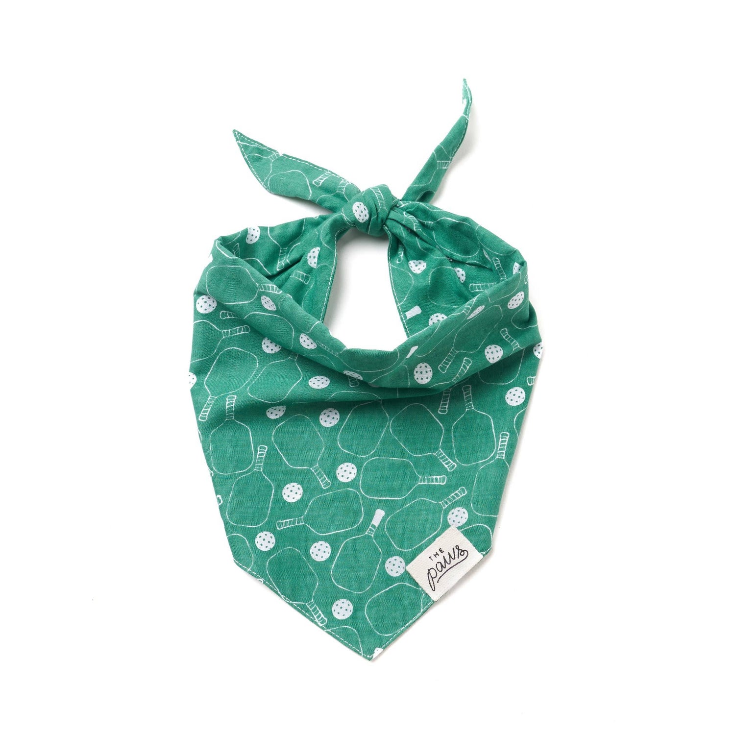 Green pickleball-themed dog bandana