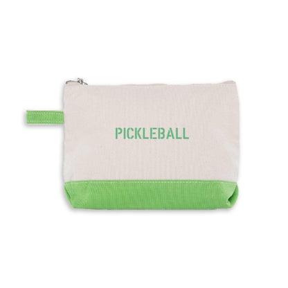 Zippered pouch that says &quot;PICKLEBALL&quot; on it in green