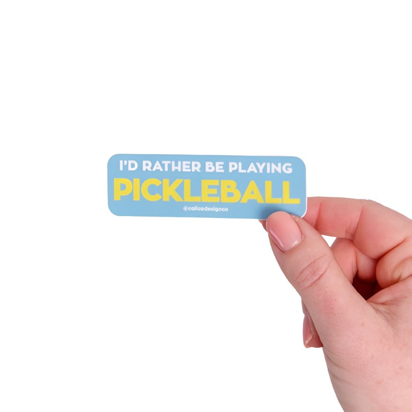 Blue sticker that says " I&