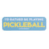 Blue and yellow sticker with the saying "I&