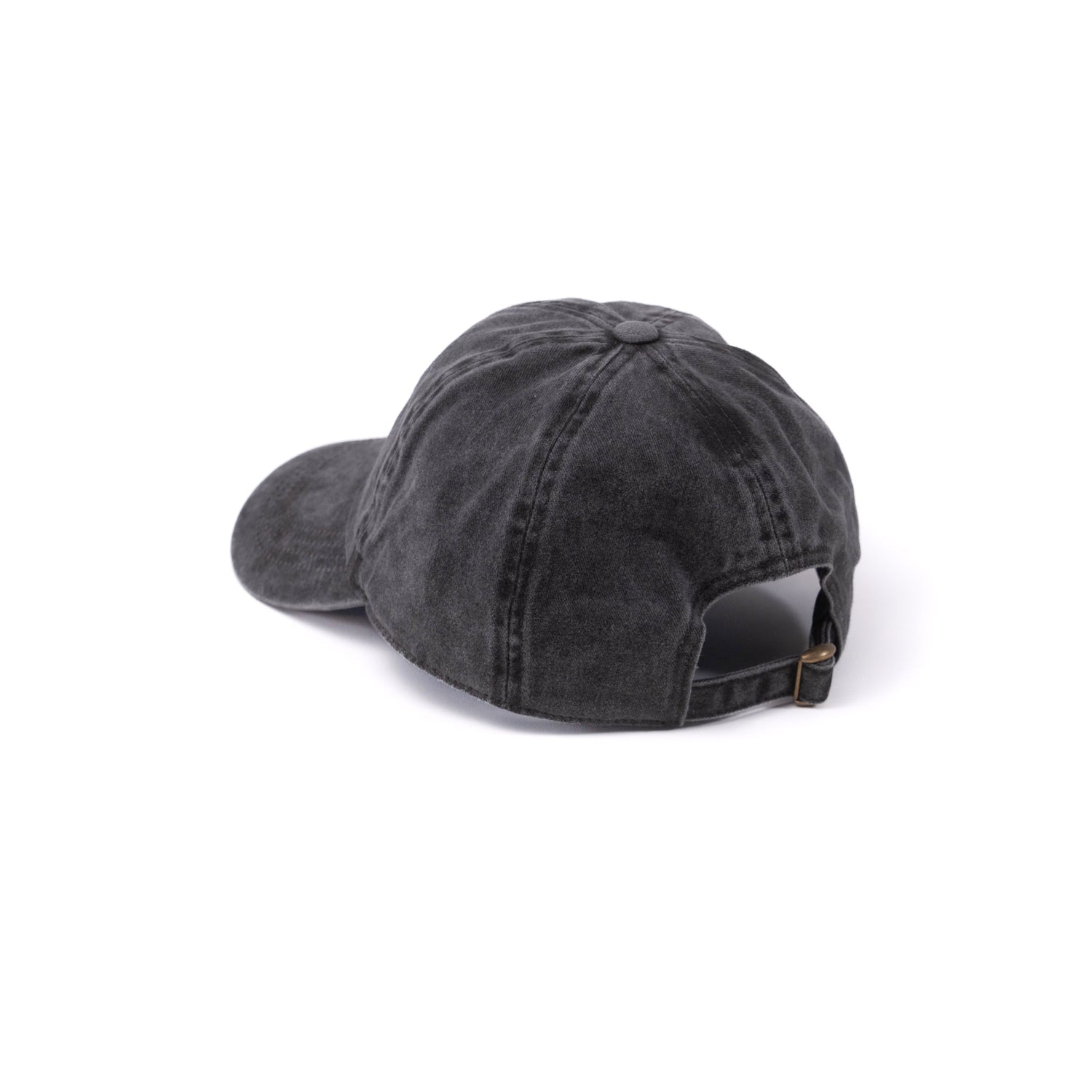 Back view of washed black baseball hat that says &quot;I&