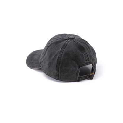 Back view of washed black baseball hat that says &quot;I&