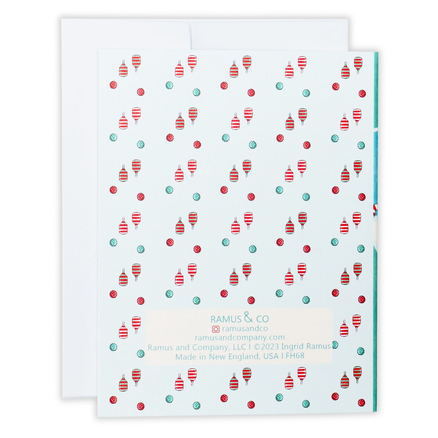 Backside of a pickleball Christmas card