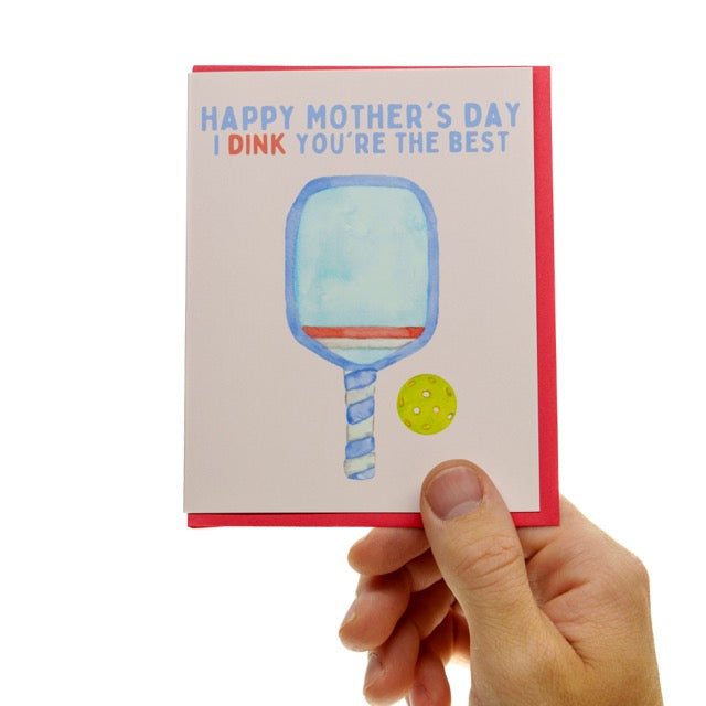 Mothers day pickleball card being held in hand