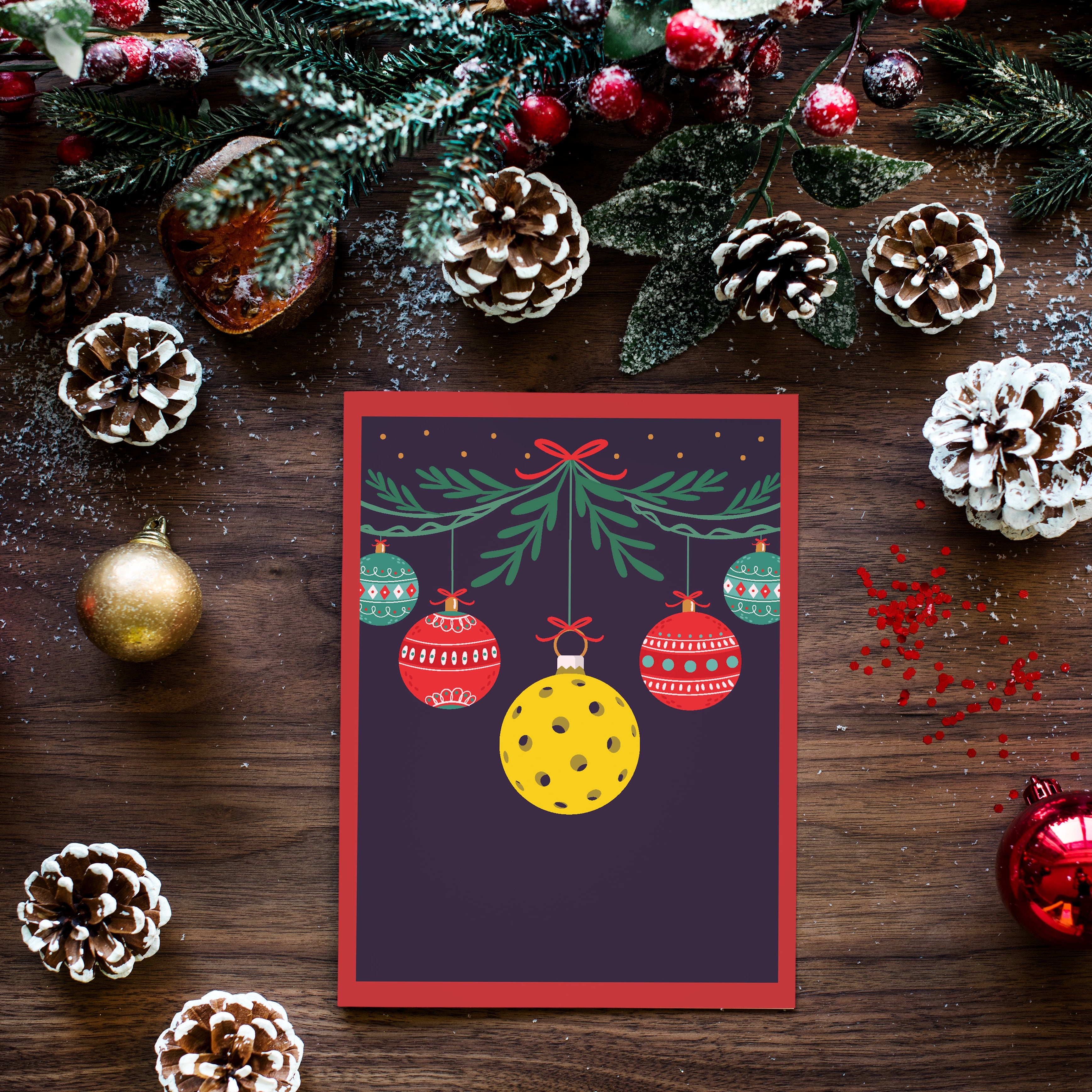 Pickleball Christmas Ornament Holiday Card