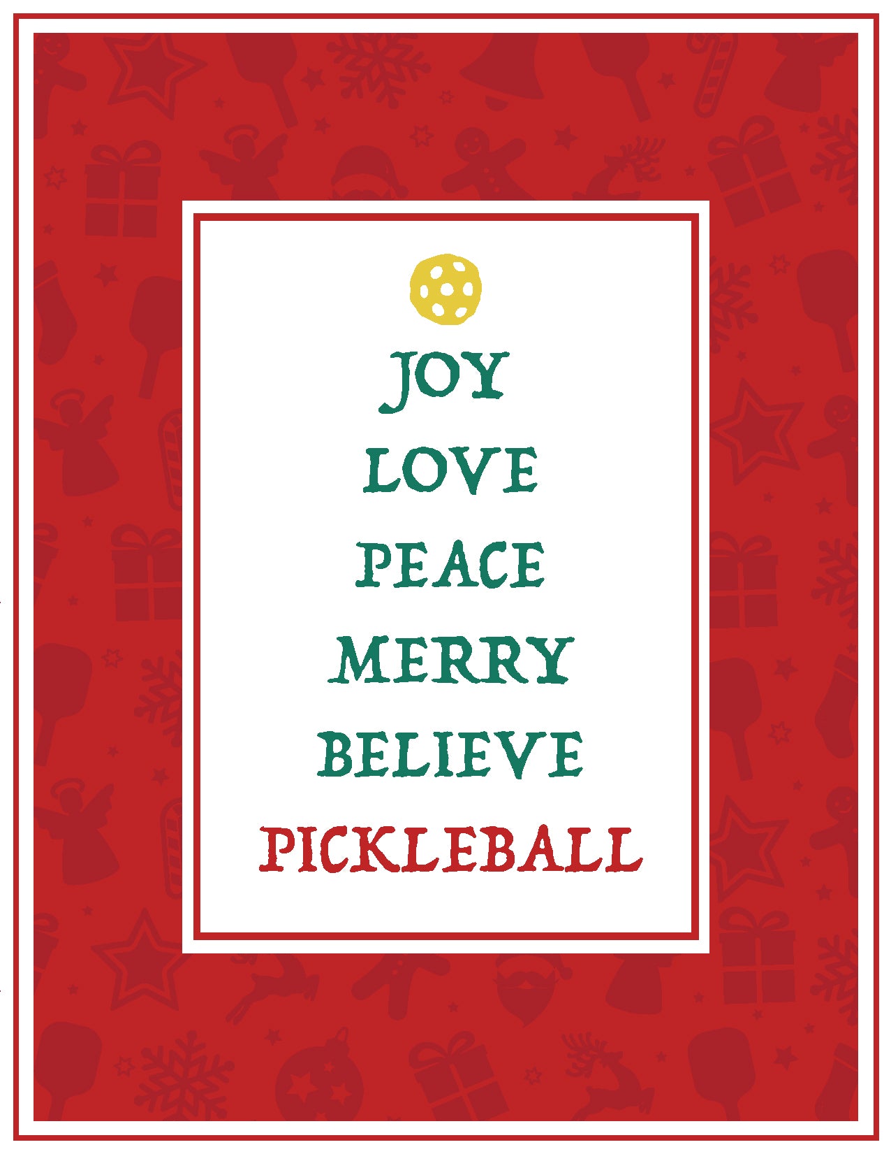 Pickleball Christmas Tree Festive Greeting Card