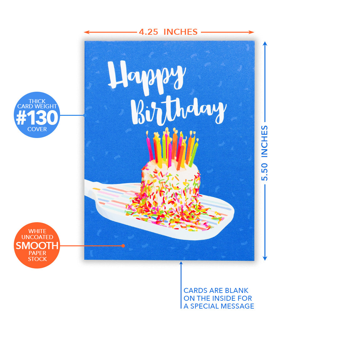 Graphic showing the dimensions of a pickleball birthday card