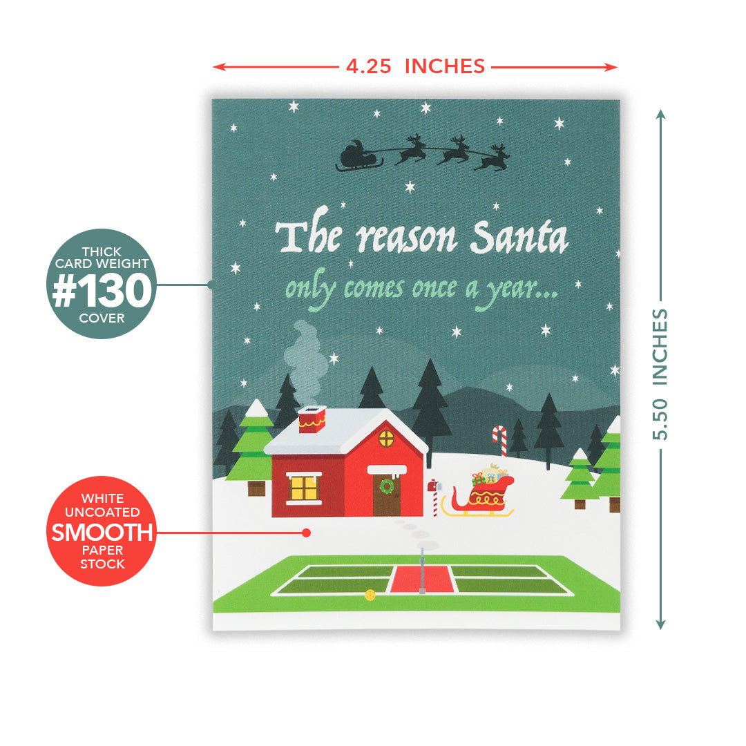 Santa Comes Once A Year Pickleball Christmas Card