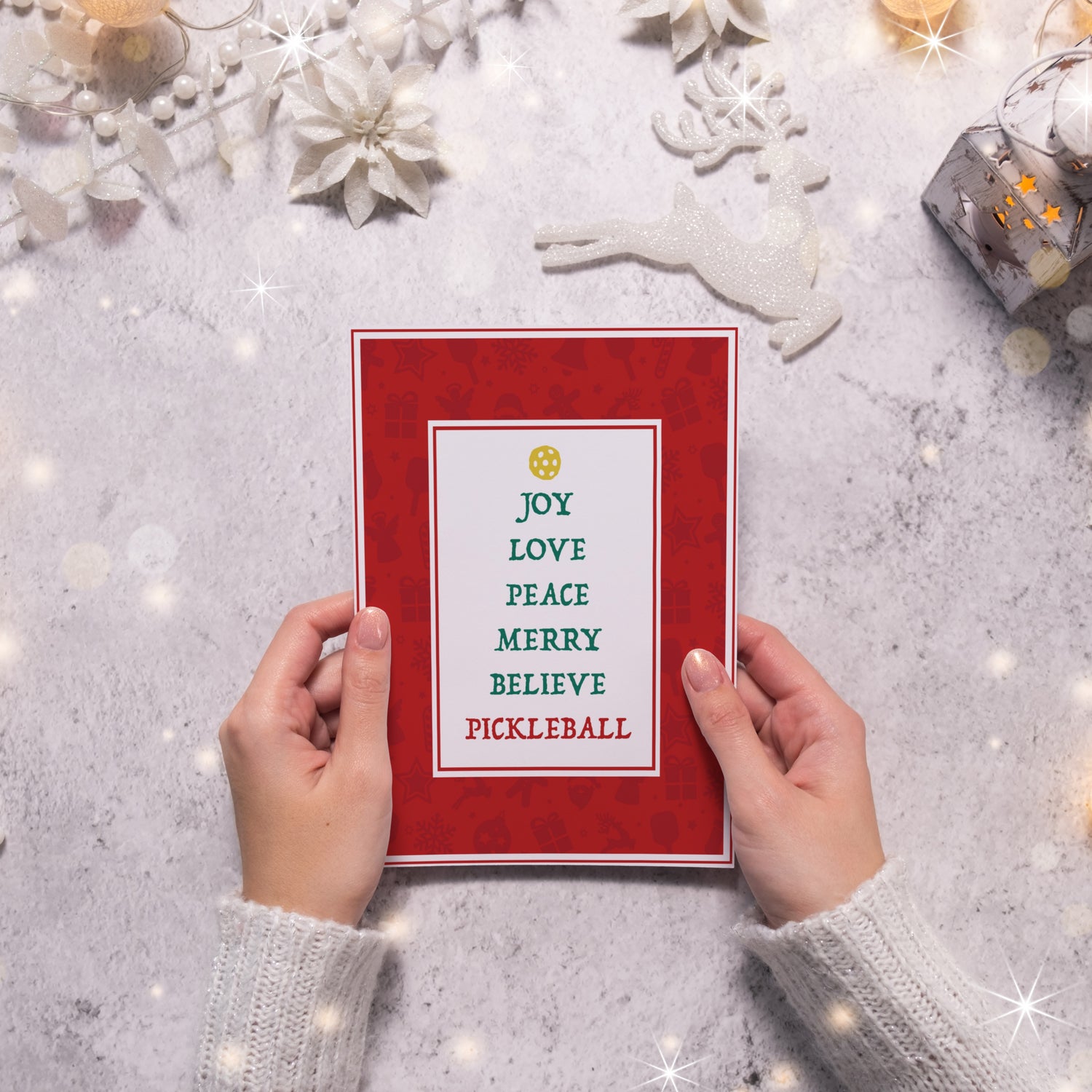 Pickleball Christmas Tree Festive Greeting Card