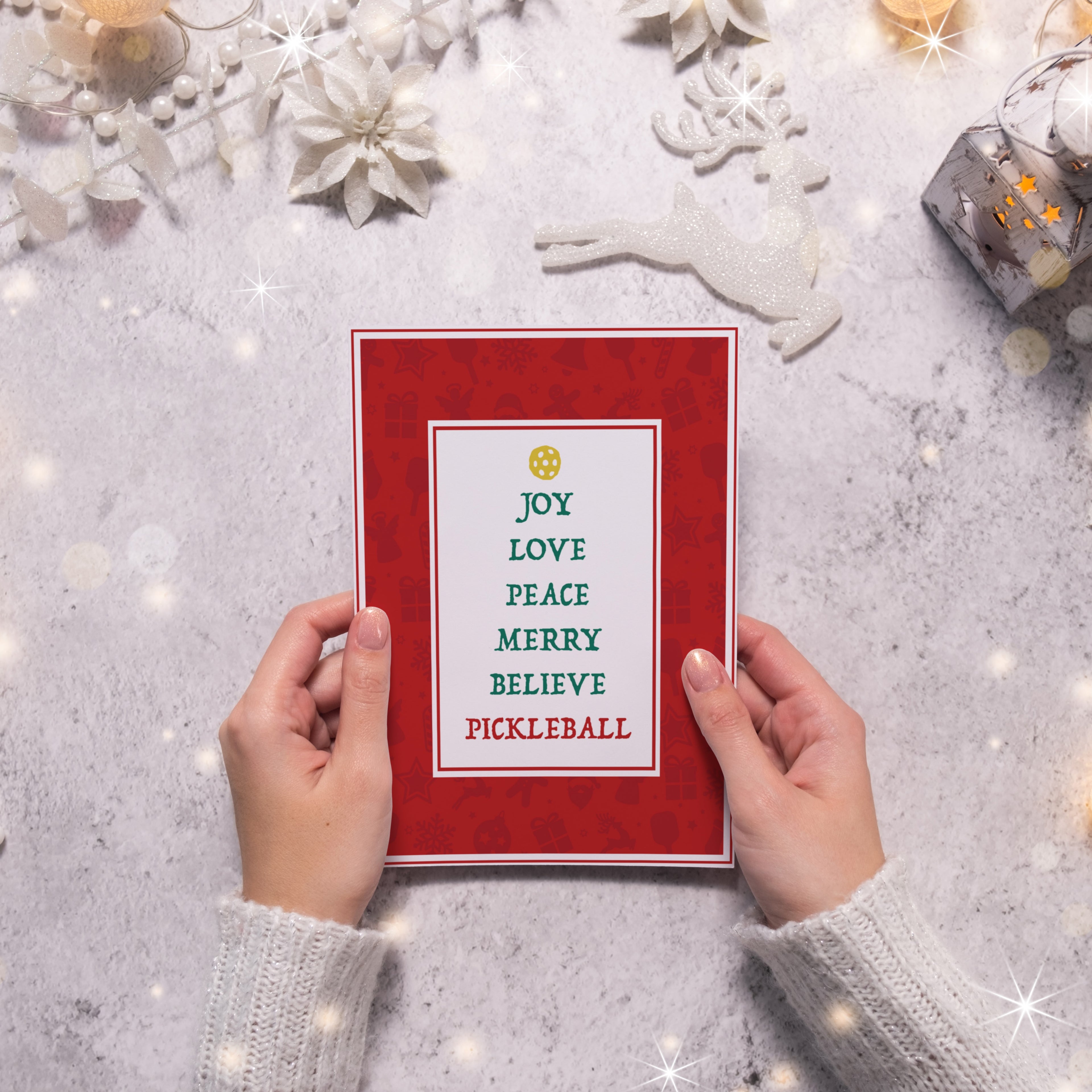 Pickleball Christmas Tree Festive Greeting Card