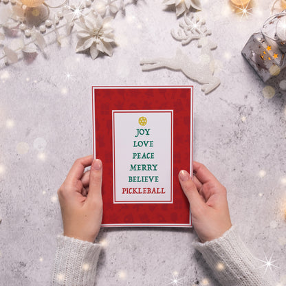 Pickleball Christmas Tree Festive Greeting Card